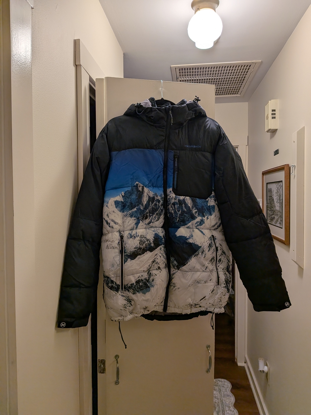 Hawke & Co Black, Blue & White Mountain-Print Insulated Puffer Jacket